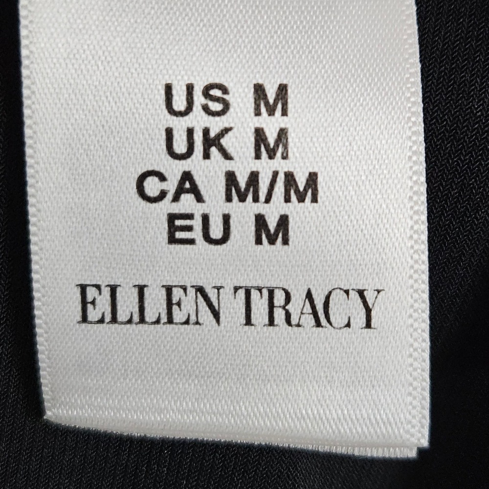 Ellen Tracy Black Bell Sleeve Studded Embellished Blouse Top Women's Size M Work - Picture 5 of 12